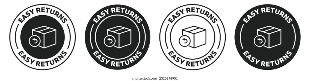 Easy returns icon set. ecommerce ordered product return guarantee vector icon set.