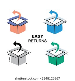 Easy returns icon, simple returns symbol, Hassle-free returns emblem, convenient returns logo.