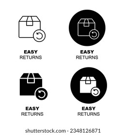 Easy returns icon, simple returns symbol, Hassle-free returns emblem, convenient returns logo.