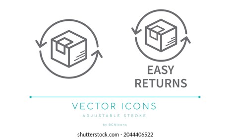 Easy Returns Shipping Line Icon. Order Delivery and Reverse Logistics Vector Symbol.