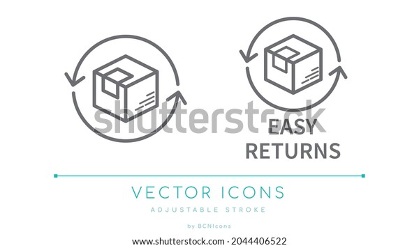 Easy Returns Shipping Line Icon. Order\
Delivery and Reverse Logistics Vector\
Symbol.