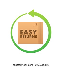 Easy Returns sign, label. Delivery service. Vector stock illustration.