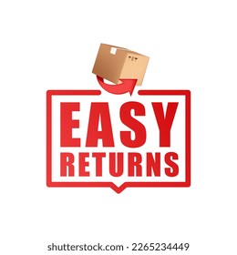 Easy Returns sign, label. Delivery service. 3D Vector stock illustration.