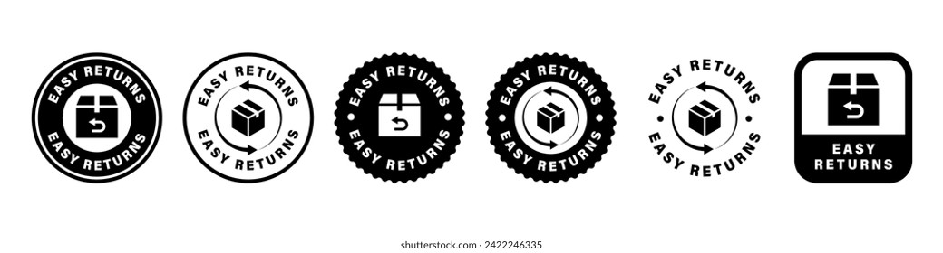 Easy Returns - vector label collection for product packaging. 