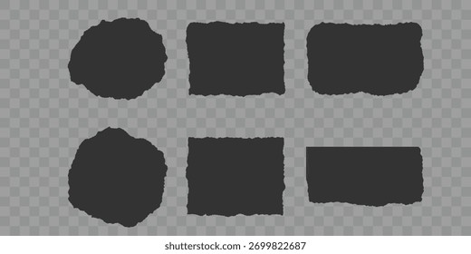 Fácil de reutilizar. Vector dibujado a mano Formas geométricas. Vector de papel roto. Blanks con bordes de textura desigual. Coloridas figuras de llamadas estilizadas vacías para texto. Fondo o patrón de textura multipropósito.