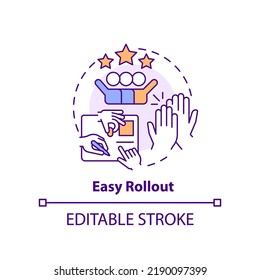 Easy rollout concept icon. Advertising coaching service abstract idea thin line illustration. Effective teamwork. Isolated outline drawing. Editable stroke. Arial, Myriad Pro-Bold fonts used