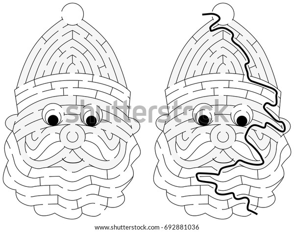 Easy Santa Claus Maze Younger Kids Stock Vector Royalty