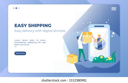 Easy shipping illustration, Send orders easily using the shipping application