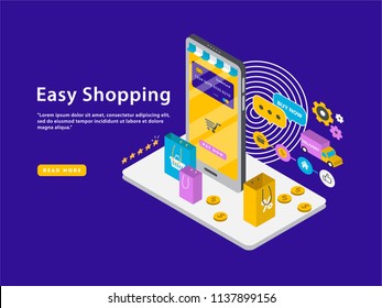 Easy shopping isometric vector abstract illustration