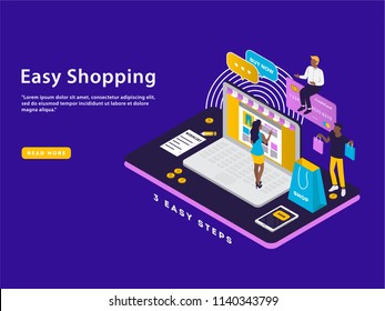 Easy shopping isometric vector abstract illustration