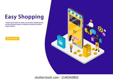 Easy shopping isometric vector abstract illustration