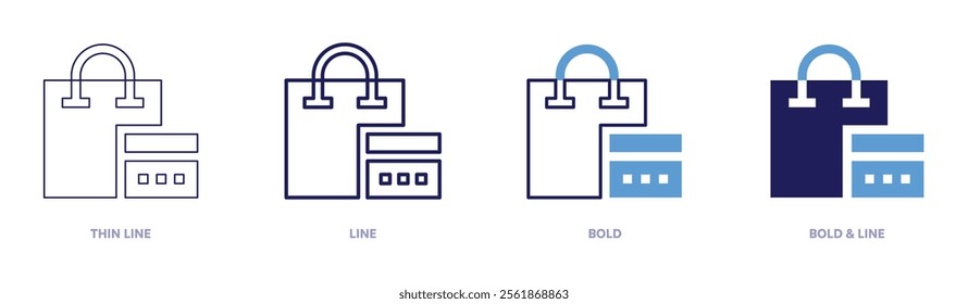 Easy shopping payment icon in 4 different styles. Thin Line, Line, Bold, and Bold Line. Duotone style. Editable stroke.