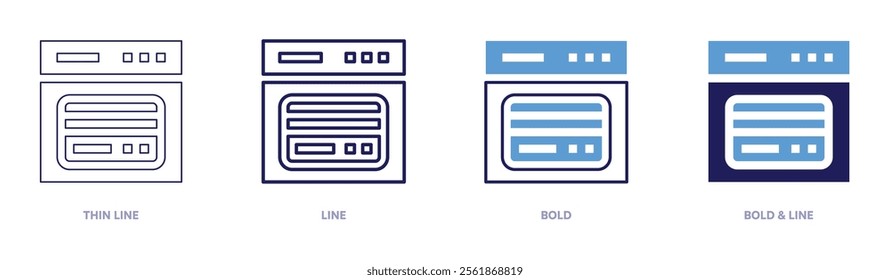 Easy shopping payment options icon in 4 different styles. Thin Line, Line, Bold, and Bold Line. Duotone style. Editable stroke.