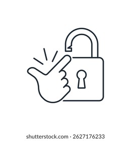 Easy, simple access. Comfortable, convenient service. Vector linear icon isolated on white background.