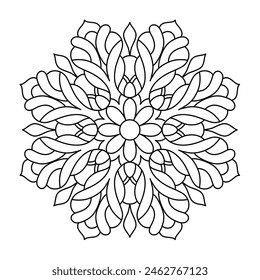 fácil y simple diseño de mandala floral para colorear libro, diseño de logotipo de yoga, arte de mandala fácil para el diseño de tatuajes
