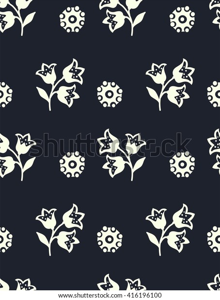 Easy Simple Flower Pattern On Black Stock Vector Royalty Free 416196100,Mediterranean House Designs