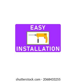 Einfache Installation Symbol mit elektrischem Bohrsymbol. Einzige Vektorgrafik und -zeichen. Design-Vorlage für Website-Elemente, Aufkleber, Tag und andere Verwendung.