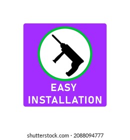 Icono de instalación simple y sencillo con símbolo de simulación de potencia en círculo. Forma redonda y cuadrada. Ilustración vectorial aislada, clipart, signo. Plantilla de diseño para elementos del sitio web, etiquetas, etiquetas y otros usos.