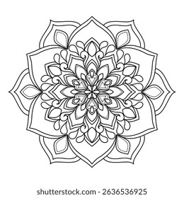 easy and simple Mandala coloring book,vector illustration, Line Drawing 