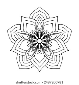 Easy and simple mandala coloring pages, coloring book, decorative circle ornament in ethnic oriental style