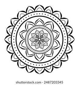 Easy and simple mandala coloring pages, coloring book, decorative circle ornament in ethnic oriental style