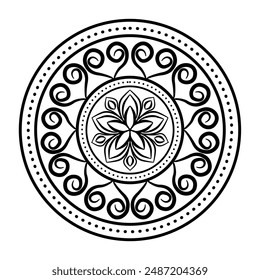 Fácil y simple mandala para colorear páginas, libro para colorear, adorno de círculo decorativo en estilo étnico oriental