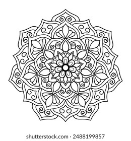 Fácil y simple mandala para colorear páginas para niños y adultos, Vector abstracto mandala patrón