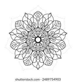 Easy and simple mandala coloring pages, coloring book, decorative circle ornament in ethnic oriental style, white background