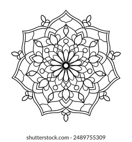 Easy and simple mandala coloring pages, coloring book, decorative circle ornament in ethnic oriental style, white background