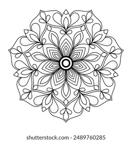 Fácil y simple mandala para colorear páginas para niños y adultos, Vector abstracto mandala patrón, fondo blanco