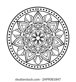 Easy and simple mandala coloring pages for kids and adults, Flower Mandala ,vector abstract mandala pattern, white background