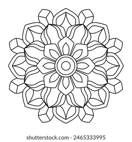 easy and simple mandala design for coloring book, relaxing and simple mandala art
