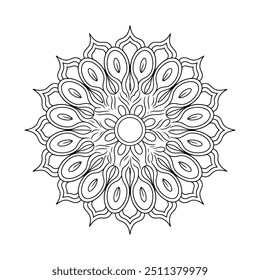 Design de mandala fácil e simples para coloração. bela arte de mandala para livro de coloração, design de mandala, design de padrão de mandala de vetor com desenho à mão.