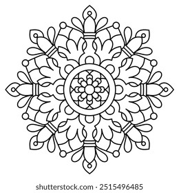 einfaches und einfaches Mandala-Design zum Färben von Büchern, Tätowierungen und Henna-Designs , Mandala-Design für Erwachsene und Kinder-Malbuch
