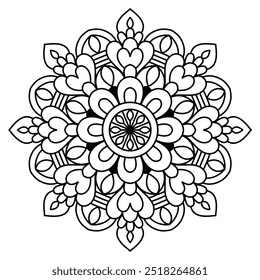 easy and simple mandala design for coloring book, tattoo and henna design , mandala design for adults and kids coloring book
