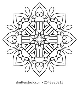 design de mandala fácil e simples para colorir página do livro, arte de mandala para hena e design de tatuagem
