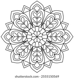 easy and simple mandala design for coloring book page, creative mandala art
