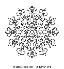 Mandala Fácil e Simples Design Mandala Contorno Mandala para Colorir Página do Livro. Mandala Colorir livro linha arte vetorial padrão ilustração.