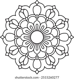 Einfache und einfache Mandala Design Outline Mandala zum Färben Buchseite. Mandala Malbuch Linie Kunst Vektorgrafik.