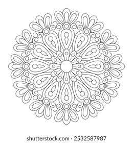 Design fácil e simples Mandala Contorno Mandala para colorir página do livro, design de tatuagem, arte de parede, arte mandala simples, Design para um papel de parede Camisa de pintura e azulejo Projeto adesivo, arquivo vetorial