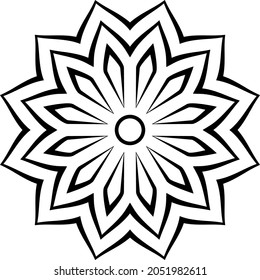 Sencilla forma de mandala simple para colorear, símbolo simple Mandala.