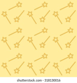 Easy simple soft pale yellow seamless pattern with small magic wands. Background, wallpaper, textile, print etc.