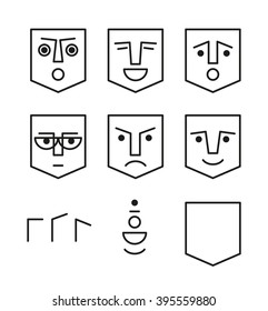 Easy smile constructor for you design. Geometric faces