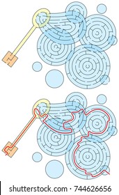 Easy soap bubbles maze for younger kids with a solution