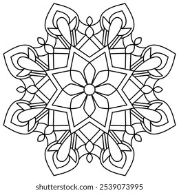 design de mandala fácil e calmante para colorir página do livro, relaxante arte de mandala para design de hena, arte de parede
