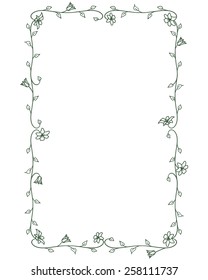 Easy spring frame with flowers for decoration green greetings and postcards