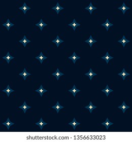 Easy stars allover design vintage Art Deco pattern. Arrangement of simple geometric shapes. Dynamic print block for apparel textile, interior decoration, wear fabric, garment, menswear, wall painting.