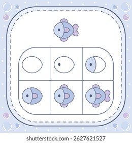 easy step by step cute coloring fish drawing to learn how to draw for kids