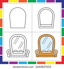 Easy Step by Step Guide to Draw a Mirror for Kids Coloring Fun