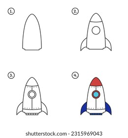 Easy step by step guide: drawing and coloring a rocket